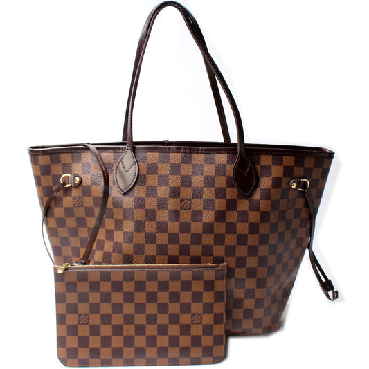 Louis Vuitton Neverfull W/Wallet MM Damier Ebene