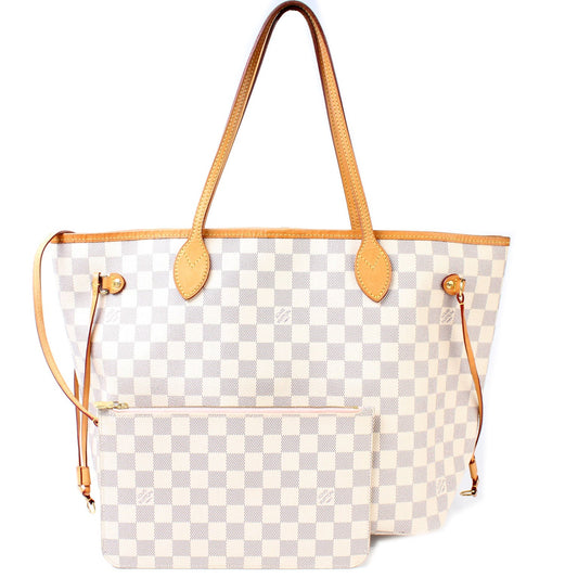 Louis Vuitton Neverfull MM W/ Pochette Damier Azur