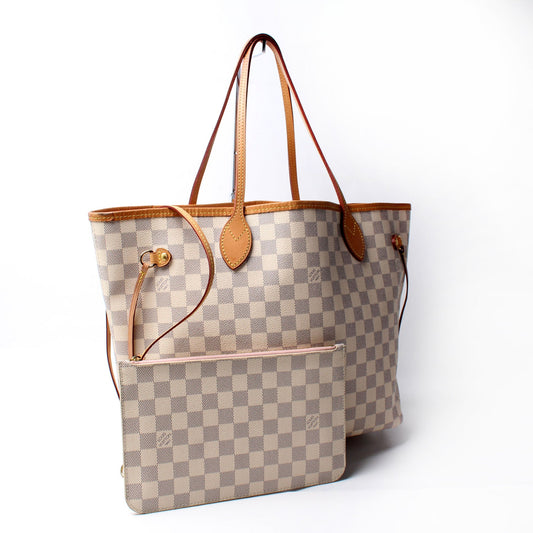 Louis Vuitton Neverfull MM W/Wallet Damier Azur