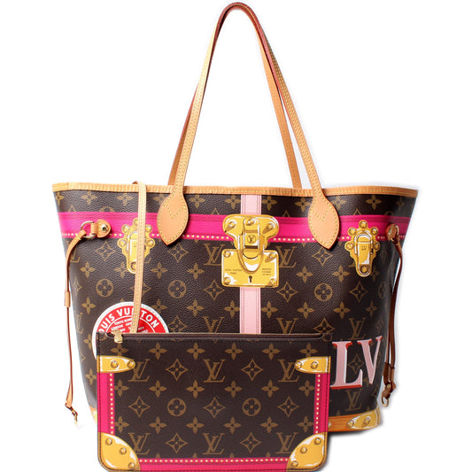 Louis Vuitton Neverfull MM W/ Wallet Summer Trunks Monogram