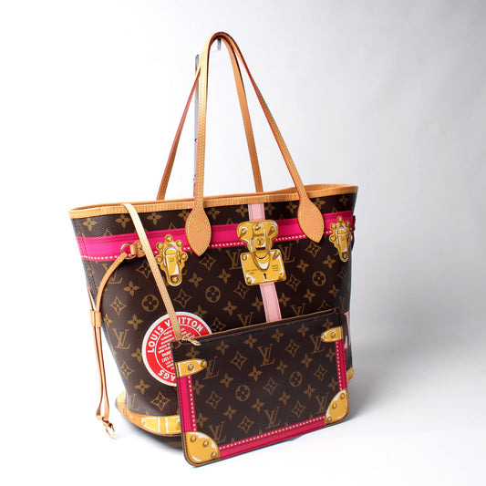 Louis Vuitton Neverfull MM W/ Wallet Summer Trunks Monogram