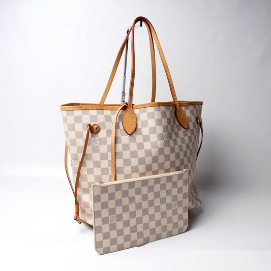 Louis Vuitton Neverfull MM W/ Pochette Damier Azur