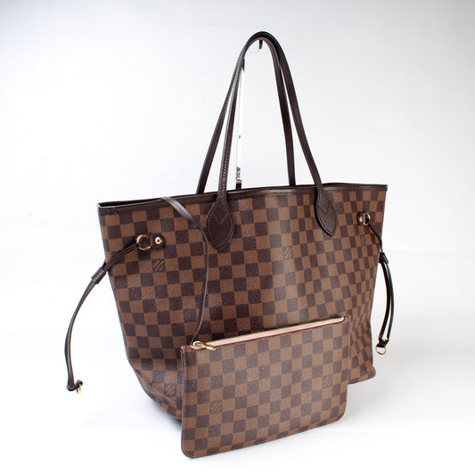 Louis Vuitton Neverfull w/Wallet MM Damier Ebene