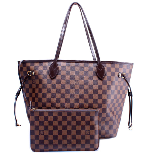 Louis Vuitton Neverfull W/Wallet MM Damier Ebene