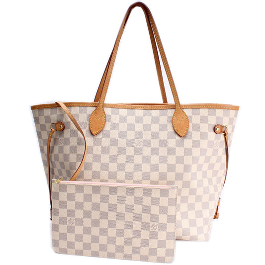 Louis Vuitton Neverfull W/ Wallet MM Damier Azur