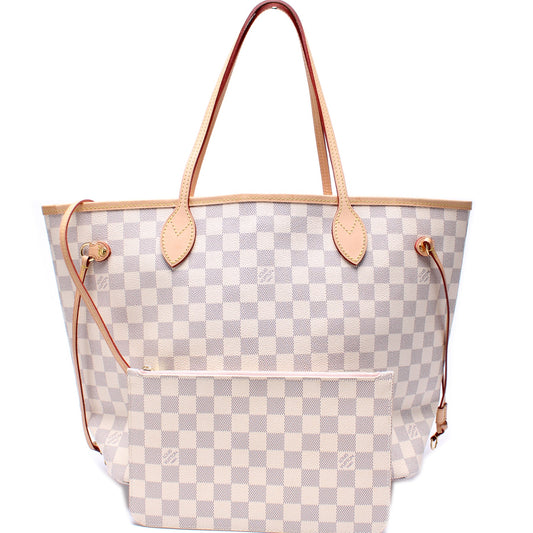 Louis Vuitton Neverfull w/Wallet MM Damer Azur