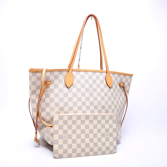 Louis Vuitton Neverfull w/Wallet MM Damier Azur
