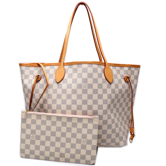 Louis Vuitton Neverfull w/ Wallet MM Damier Azur