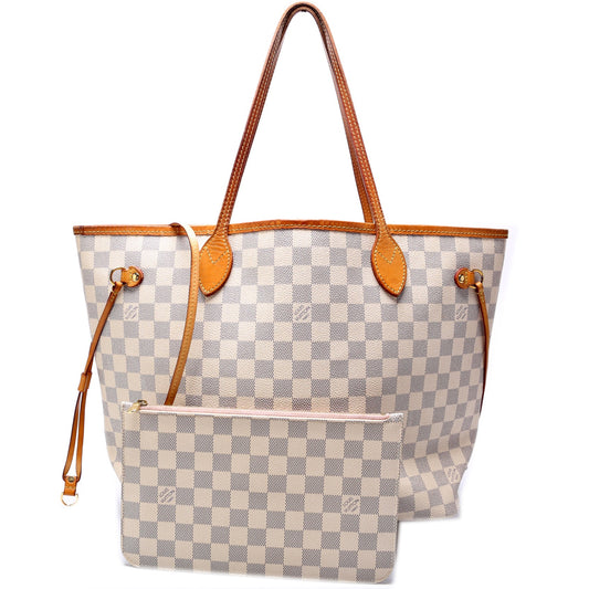 Louis Vuitton Neverfull W/ Wallet MM Damer Azur