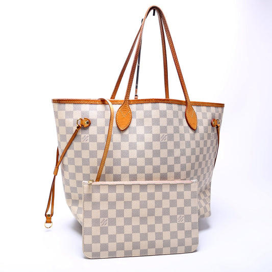 Louis Vuitton Neverfull W/ Wallet MM Damer Azur