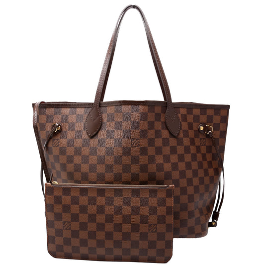 Louis Vuitton Neverfull W/Wallet MM Damier Ebene Red