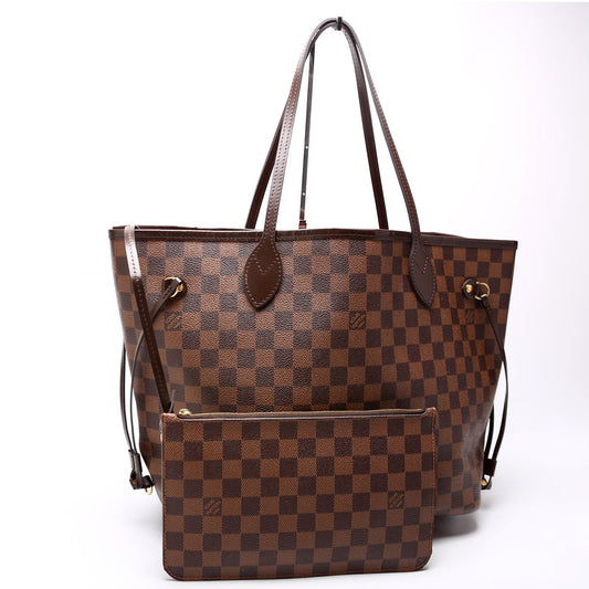 Louis Vuitton Neverfull W/Wallet MM Damier Ebene Red