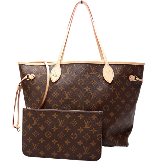 Louis Vuitton Neverfull W/Wallet MM Monogram Beige