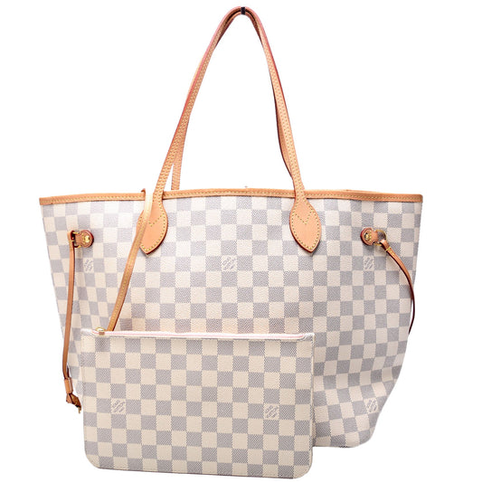 Louis Vuitton Neverfull W/Wallet MM Damier Azur Pink