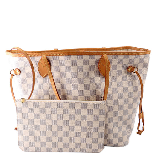 Louis Vuitton Neverfull With Wallet MM Azur White Interior