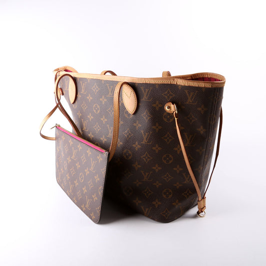 Louis Vuitton Neverfull With Wallet MM Monogram Pink