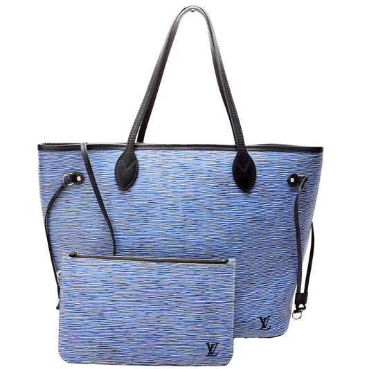 Louis Vuitton Neverfull W/Wallet MM Epi Blue