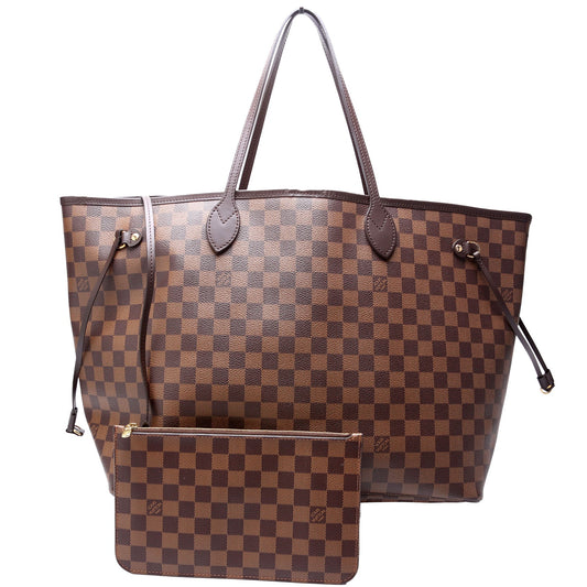 Louis Vuitton Neverfull W/Wallet GM Damier Ebene Red