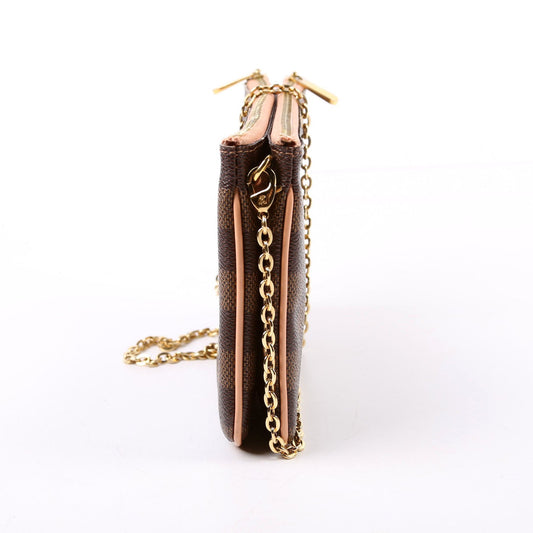 Louis Vuitton Double Zip Pochette Damier Ebene Pink