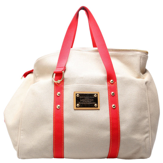 Louis Vuitton Antigua Sac Weekend Duffel Beige/Red
