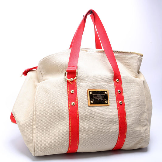 Louis Vuitton Antigua Sac Weekend Duffel Beige/Red