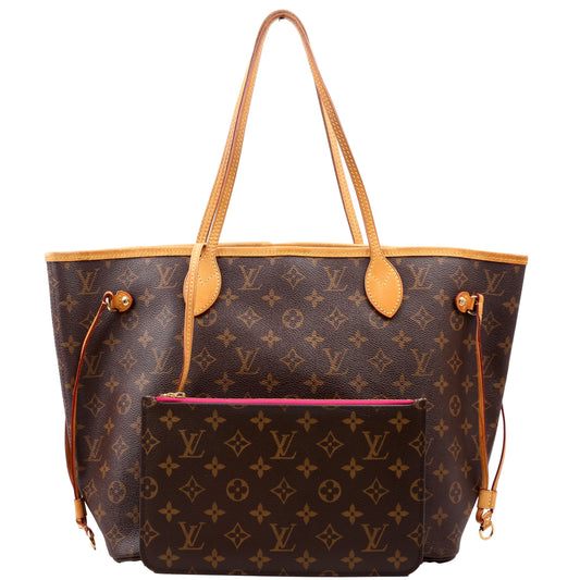 Louis Vuitton Neverfull With Wallet MM Monogram Pink