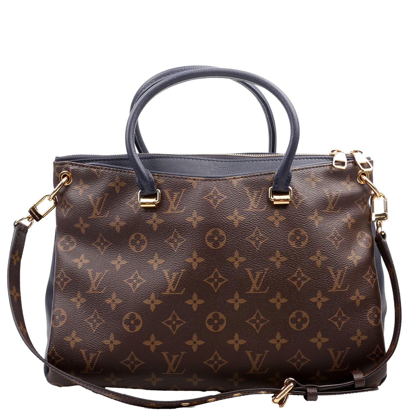 Louis Vuitton Pallas Tote Monogram Leather Side Navy
