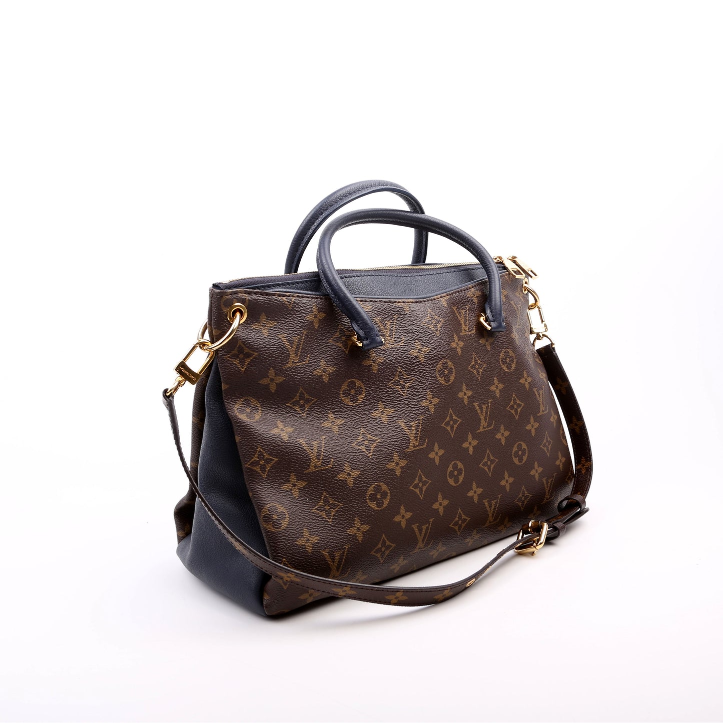 Louis Vuitton Pallas Tote Monogram Leather Side Navy