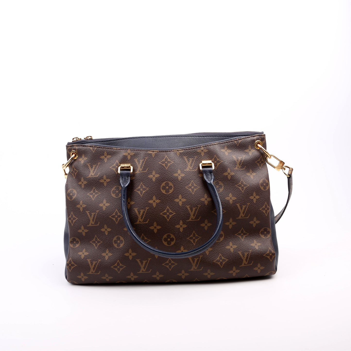 Louis Vuitton Pallas Tote Monogram Leather Side Navy