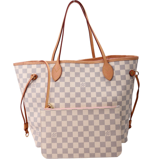 Louis Vuitton Neverfull With Wallet MM Damier Azur Pink