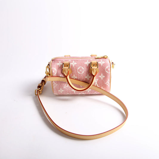 Louis Vuitton Nano Speedy Denim Pink