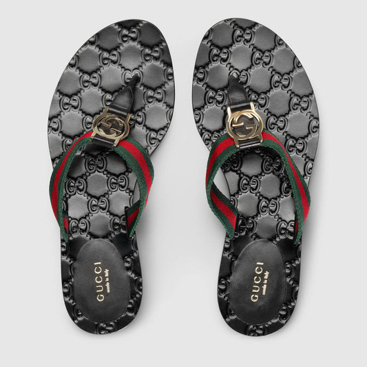 GUCCI GG THONG WEB SANDAL