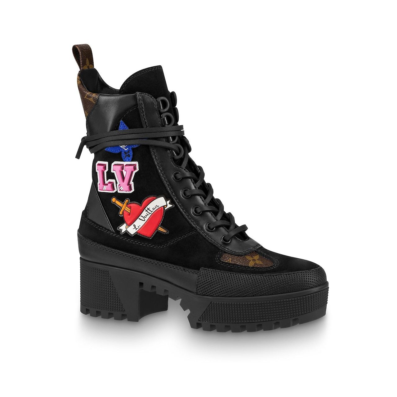 LOUIS VUITTON BLACK HEART PLATFORM DESERT BOOT