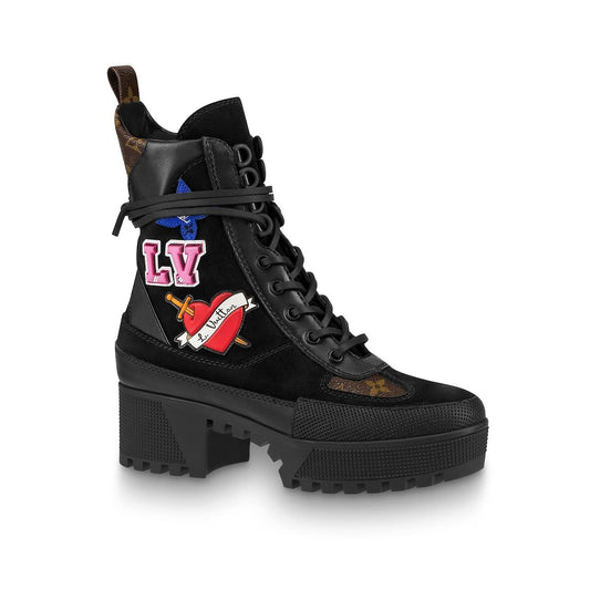 LOUIS VUITTON BLACK HEART PLATFORM DESERT BOOT
