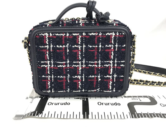 Chanel Quilted  Filigree Small Vanity Tweed Shoulder Bag