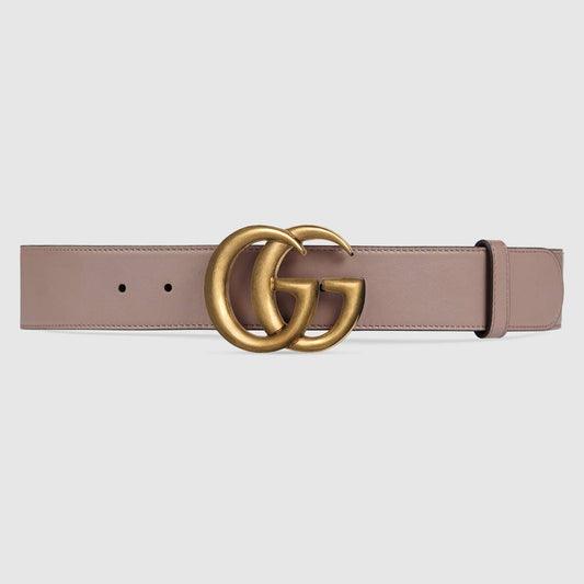 GUCCI LEATHER BELT WITH DOUBLE G BUCKLE