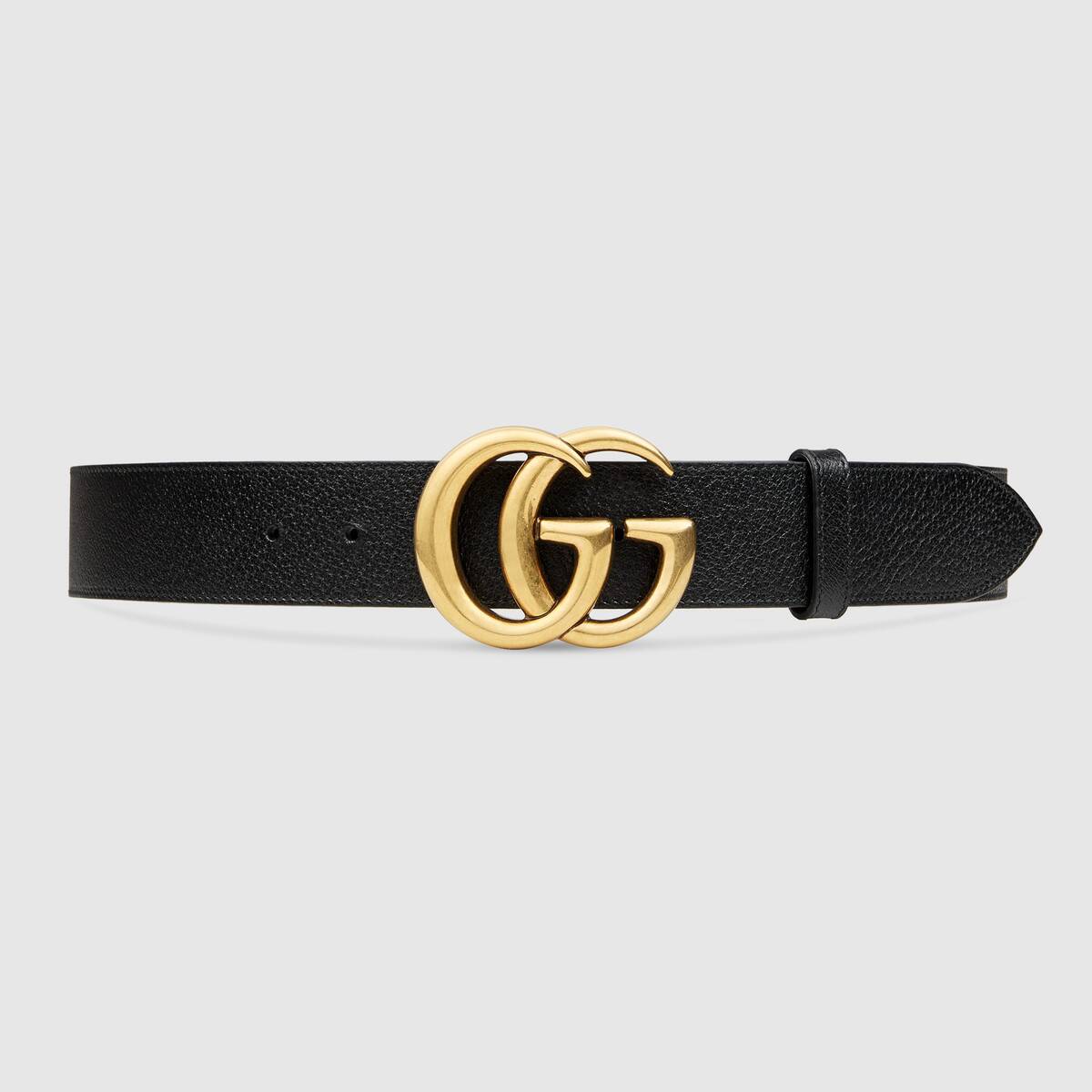 GUCCI LEATHER BELT WITH DOUBLE G BUCKLE
