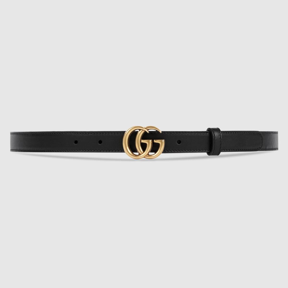 GUCCI LEATHER BELT WITH DOUBLE G BUCKLE