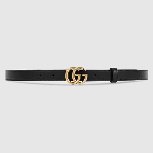 GUCCI LEATHER BELT WITH DOUBLE G BUCKLE