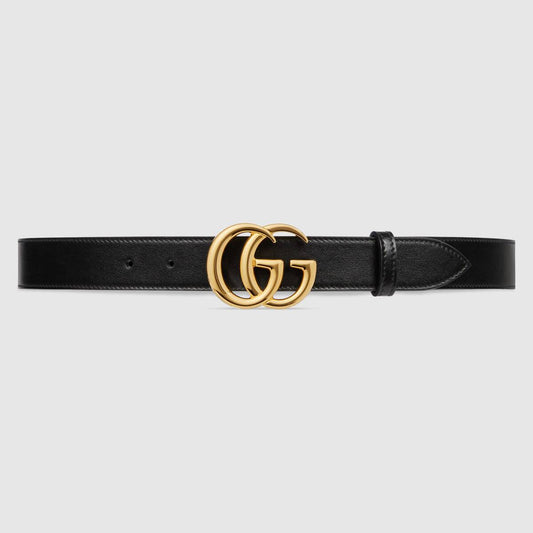GUCCI GG MARMONT LEATHER BELT WITH SHINY BUCKLE