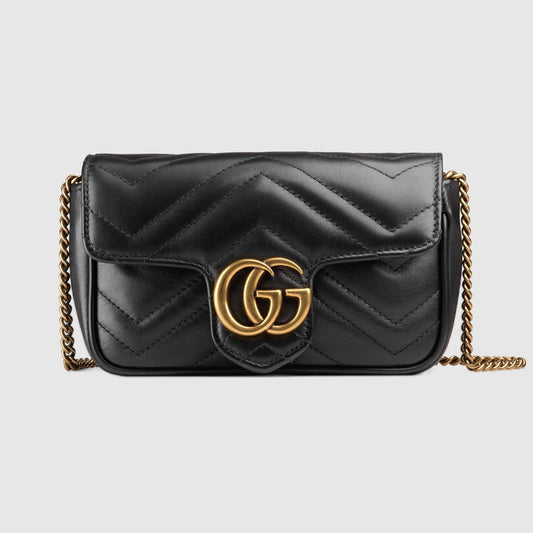 Gucci GG Marmont Black Leather Super Mini Bag