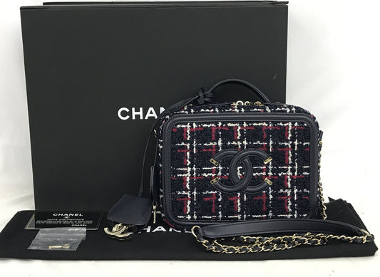 Chanel Quilted  Filigree Small Vanity Tweed Shoulder Bag