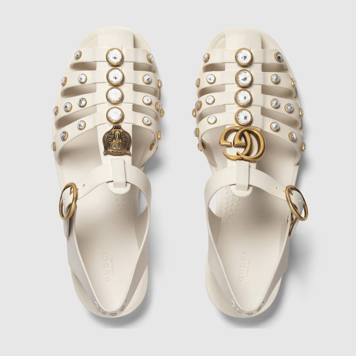 GUCCI RUBBER SANDAL WITH CRYSTALS SIZE 38