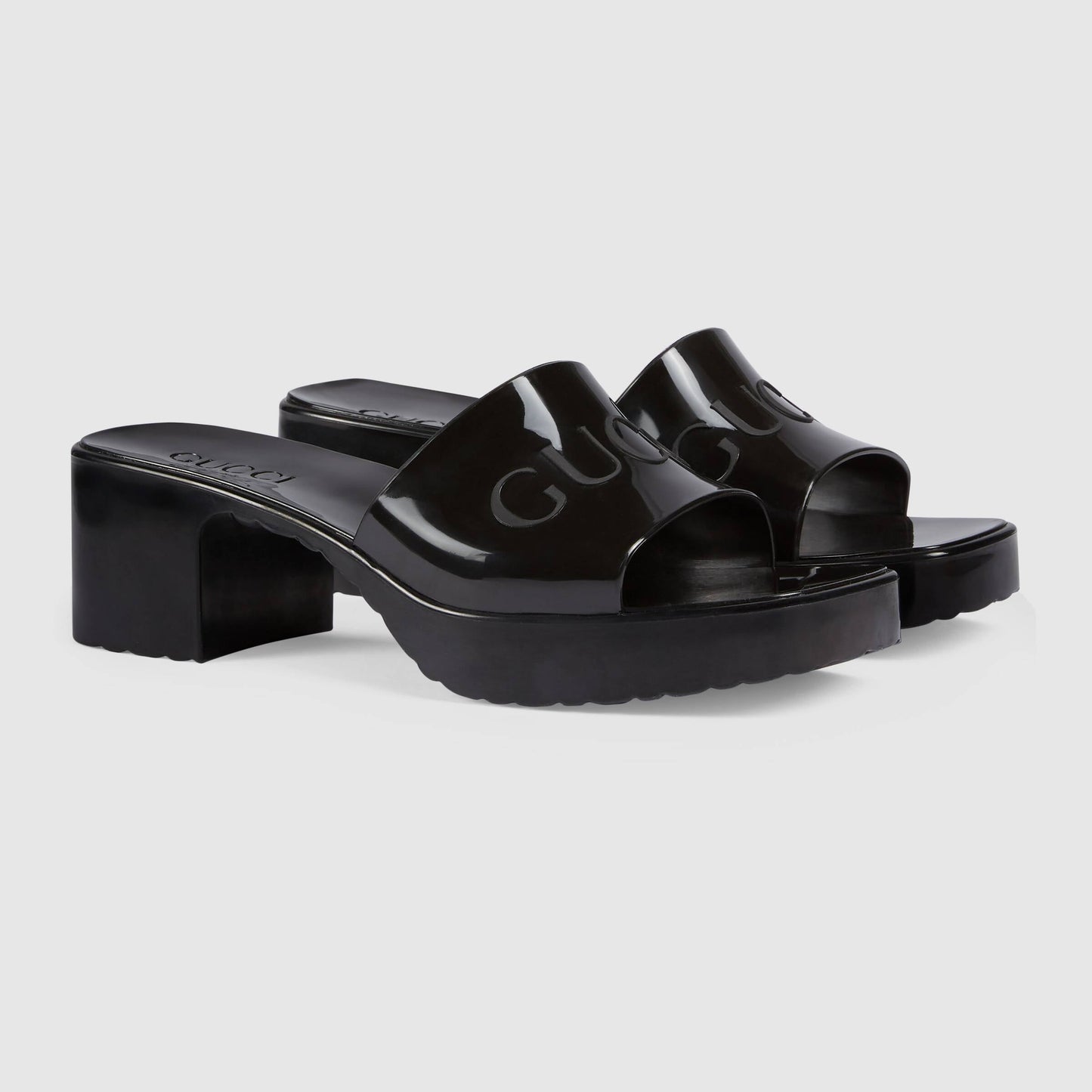 Gucci Rubber Slide Sandals in Black