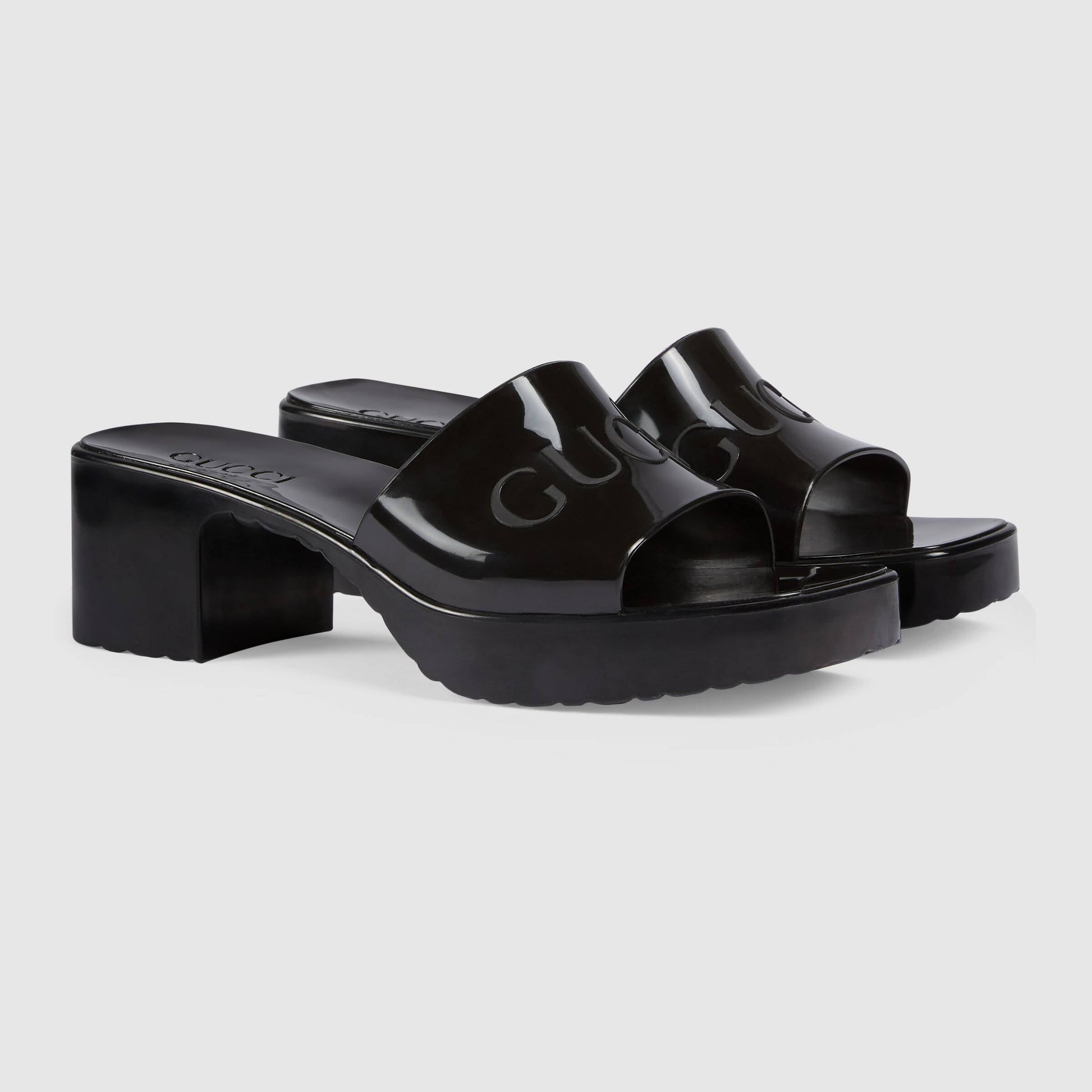 Gucci Rubber Slide Sandals in Black