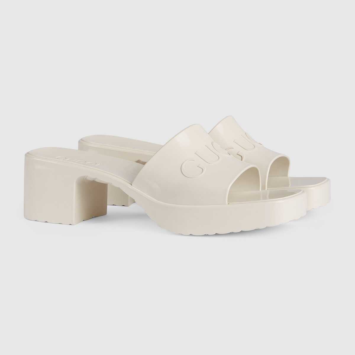 GUCCI RUBBER SLIDE SANDAL WHITE