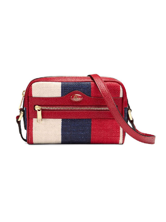 GUCCI OPHIDIA WASHED COTTON STRIPE MINI BAG