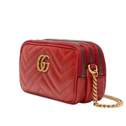 GUCCI GG MARMONT MATELASSE CROSSBODY BAG RED