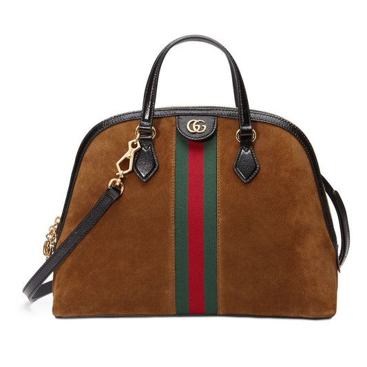 GUCCI SUEDE PATENT MEDIUM OPHIDIA BAG