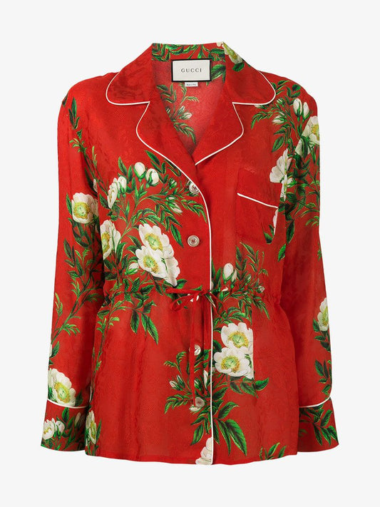GUCCI SILK FLORAL PRINT PAJAMA TOP SIZE 42